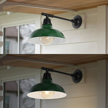 Wallace 12.25" Farmhouse Industrial Indoor/Outdoor Iron LED Victorian Arm Outdoor Sconce